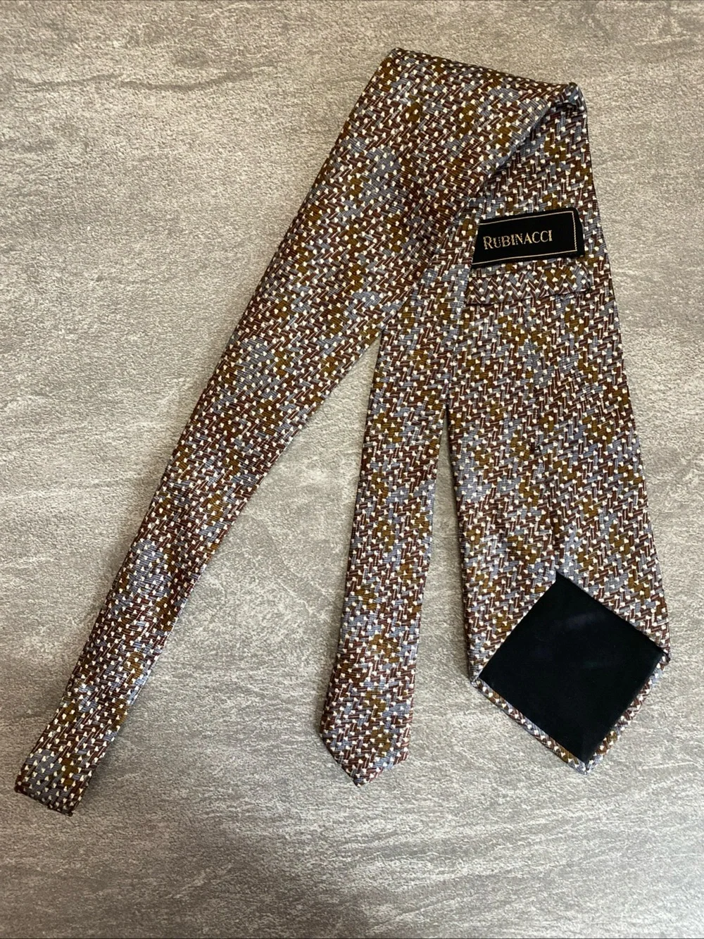 Rubinacci Napoli Brown and Light Blue Woven Pattern Tie